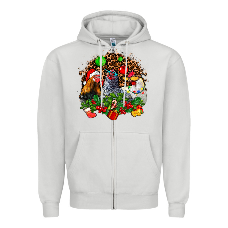 Christmas Party And Chickens Zipper Hoodie by AdoDesignShop | Teevron