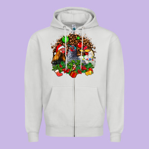 Christmas Party And Chickens Zipper Hoodie Designed By Adodesignshop