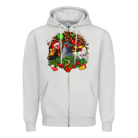 Dove Grey Christmas party and chickens Zipper Hoodie - AdoDesignShop