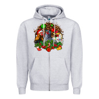 Heather Grey Christmas party and chickens Zipper Hoodie - AdoDesignShop