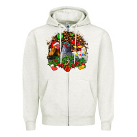 Oatmeal Heather Christmas party and chickens Zipper Hoodie - AdoDesignShop