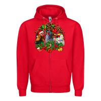 Red Christmas party and chickens Zipper Hoodie - AdoDesignShop
