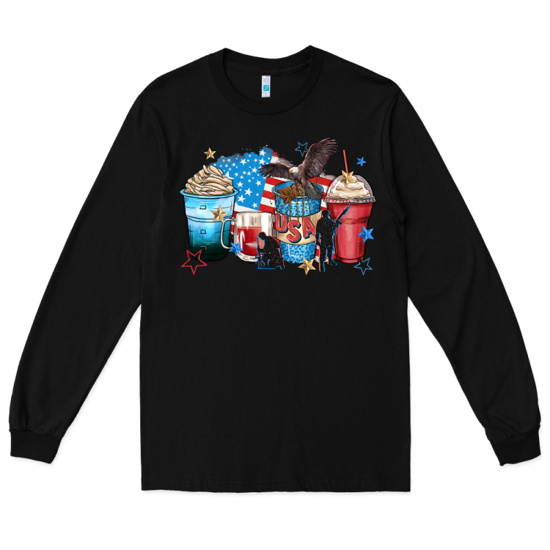 Usa Coffee Cups Long Sleeve Tee by Zillion Design Studio | Teevron