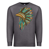 Charcoal Heather indian leopard headdress blue Premium Sweatshirt - BarkalooDesign