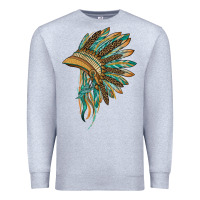 Heather Grey indian leopard headdress blue Premium Sweatshirt - BarkalooDesign