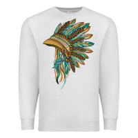 Oatmeal Heather indian leopard headdress blue Premium Sweatshirt - BarkalooDesign