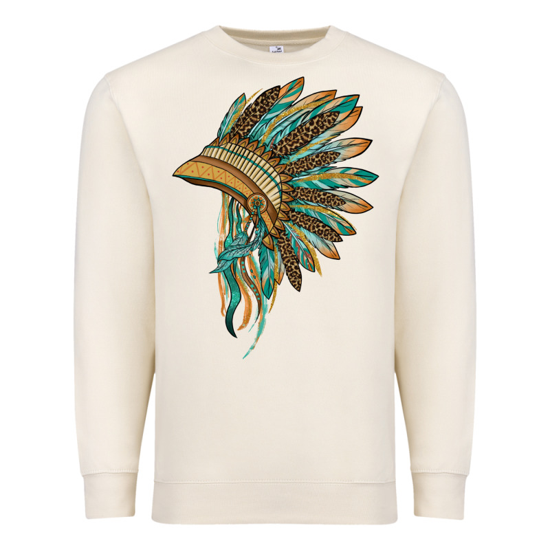 Indian Leopard Headdress Blue Premium Sweatshirt by BarkalooDesign | Teevron