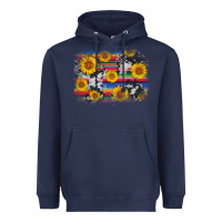 Navy serape cowhide sunflower background Heavyweight Hoodie - AdoDesignShop