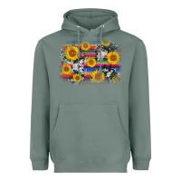 Sage serape cowhide sunflower background Heavyweight Hoodie - AdoDesignShop