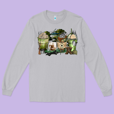 Veteran Coffee Cups Long Sleeve Tee Designed By Zillion Design Studio