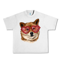 Lunar Rock shiba inu with love glasses Urban Heavy Tee - RanaPortraitStore