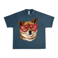 Shiba Inu With Love Glasses Urban Heavy Tee | Teevron