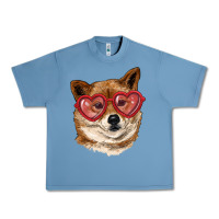 Pebble Blue shiba inu with love glasses Urban Heavy Tee - RanaPortraitStore