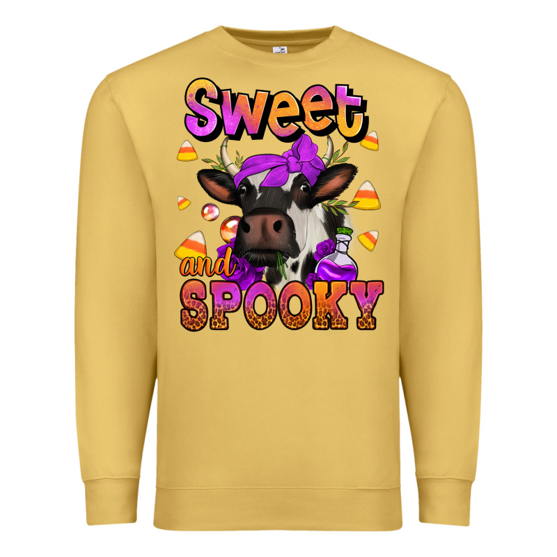 Sweet And Spooky Halloween Cow Premium Sweatshirt by Jasminsmagicworld | Teevron