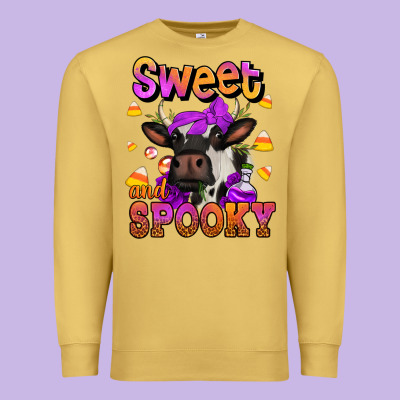 Sweet And Spooky Halloween Cow Premium Sweatshirt Designed By Jasminsmagicworld