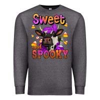 Charcoal Heather sweet and spooky halloween cow Premium Sweatshirt - Jasminsmagicworld