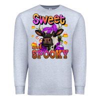 Heather Grey sweet and spooky halloween cow Premium Sweatshirt - Jasminsmagicworld