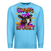 Ocean Blue sweet and spooky halloween cow Premium Sweatshirt - Jasminsmagicworld