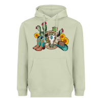 Matcha wheel bull skull western cowboy Heavyweight Hoodie - AdoDesignShop