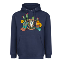Navy wheel bull skull western cowboy Heavyweight Hoodie - AdoDesignShop