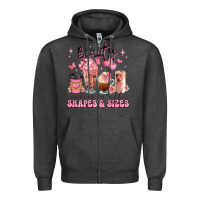 Charcoal Heather beauty comes in all shapes and sizes coffee cups Zipper Hoodie - JahusDesignShop