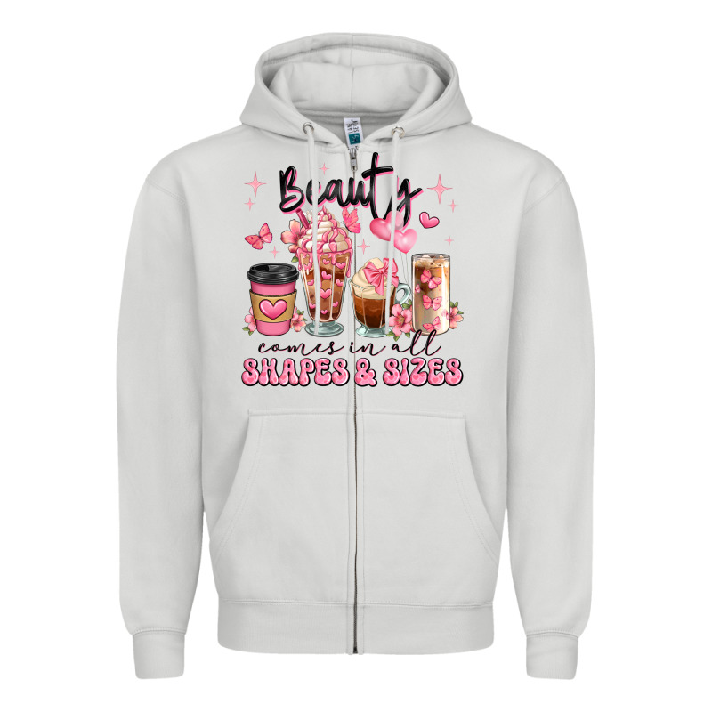 Beauty Comes In All Shapes And Sizes Coffee Cups Zipper Hoodie by JahusDesignShop | Teevron