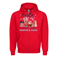 Red beauty comes in all shapes and sizes coffee cups Zipper Hoodie - JahusDesignShop
