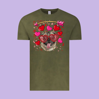 Vintage Tee Valentine's day  pug