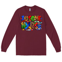Burgundy ausome autism nurse Long Sleeve Tee - Zillion Design Studio