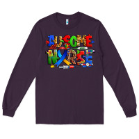 Plum ausome autism nurse Long Sleeve Tee - Zillion Design Studio