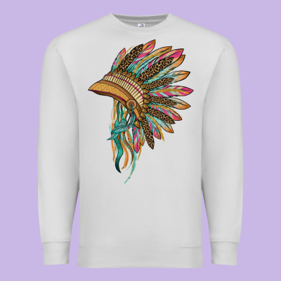 Indian Leopard Headdress Premium Sweatshirt Designed By Barkaloodesign