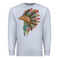 Heather Grey indian leopard headdress Premium Sweatshirt - BarkalooDesign