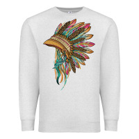 Oatmeal Heather indian leopard headdress Premium Sweatshirt - BarkalooDesign