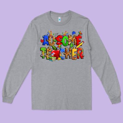 Ausome Autism Teacher Long Sleeve Tee Designed By Zillion Design Studio