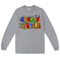 Heather Grey ausome autism teacher Long Sleeve Tee - Zillion Design Studio