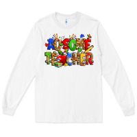 White ausome autism teacher Long Sleeve Tee - Zillion Design Studio