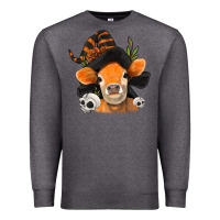 Charcoal Heather halloween witch cow Premium Sweatshirt - Jasminsmagicworld