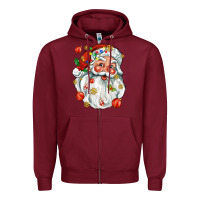 Burgundy santa with little christmas Zipper Hoodie - AdoDesignShop