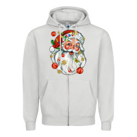 Dove Grey santa with little christmas Zipper Hoodie - AdoDesignShop