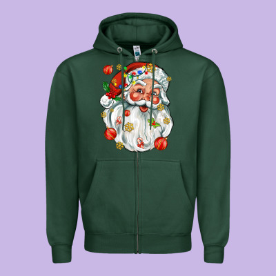 Santa With Little Christmas Zipper Hoodie Designed By Adodesignshop