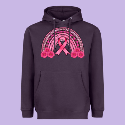 Breast Cancer Rainbow Heavyweight Hoodie Designed By Adodesignshop