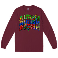 Burgundy autism autism autism Long Sleeve Tee - Zillion Design Studio
