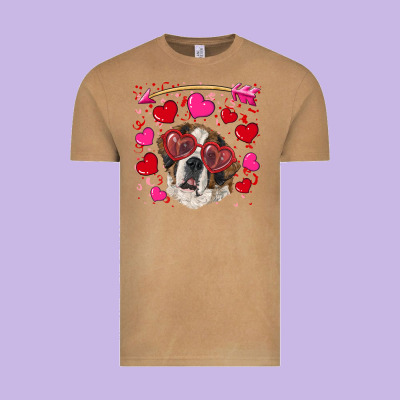 Vintage Tee valentine's day  saint bernard dog