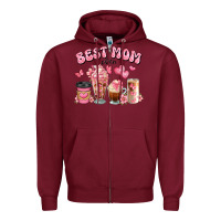 Burgundy best mom ever floral coffee cups Zipper Hoodie - JahusDesignShop