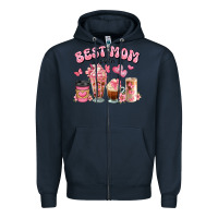 Navy best mom ever floral coffee cups Zipper Hoodie - JahusDesignShop