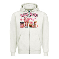Oatmeal Heather best mom ever floral coffee cups Zipper Hoodie - JahusDesignShop