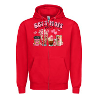Red best mom ever floral coffee cups Zipper Hoodie - JahusDesignShop