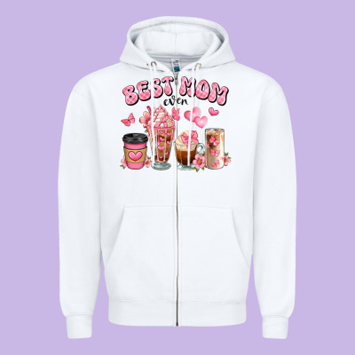 Best Mom Ever Floral Coffee Cups Zipper Hoodie Designed By Jahusdesignshop