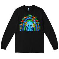 Black autism elephant rainbow Long Sleeve Tee - Zillion Design Studio