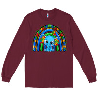 Burgundy autism elephant rainbow Long Sleeve Tee - Zillion Design Studio